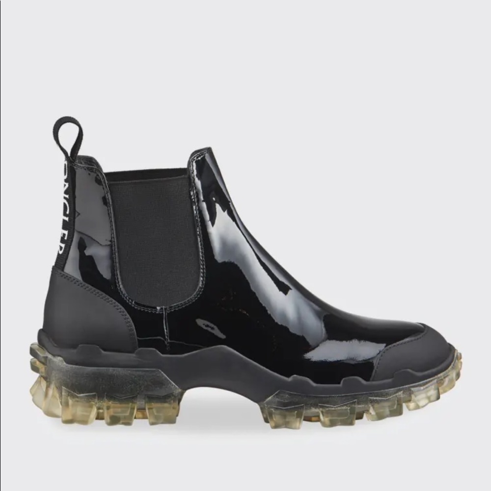 Moncler Black Ankle Boots with Transparent Sole